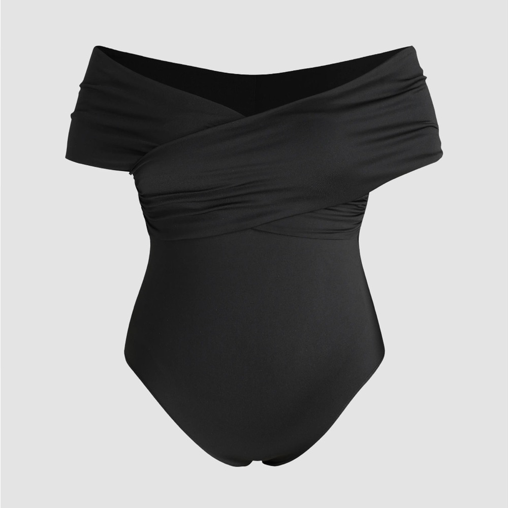 Cider Black Off-Shoulder Bodysuit